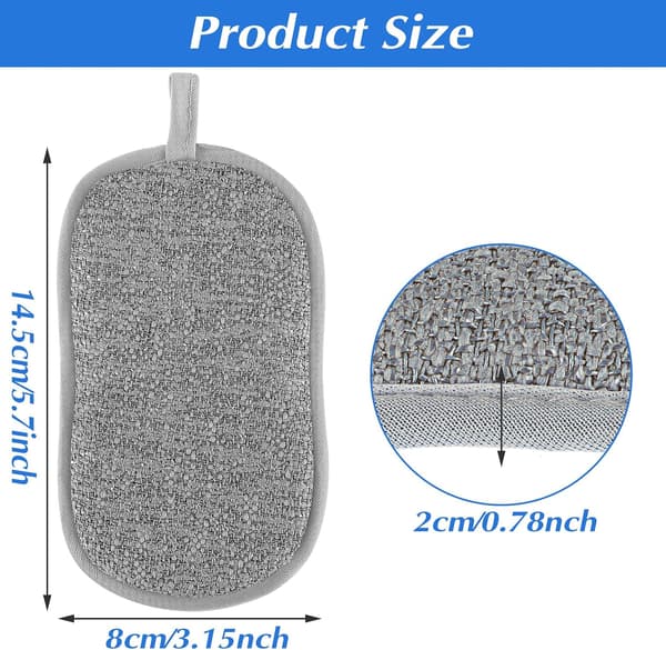 Microfiber Kitchen Sponges Scratch-Free Reusable Dishcloths For Sinks Countertops Dishes And Bowls 6-Pack Grey