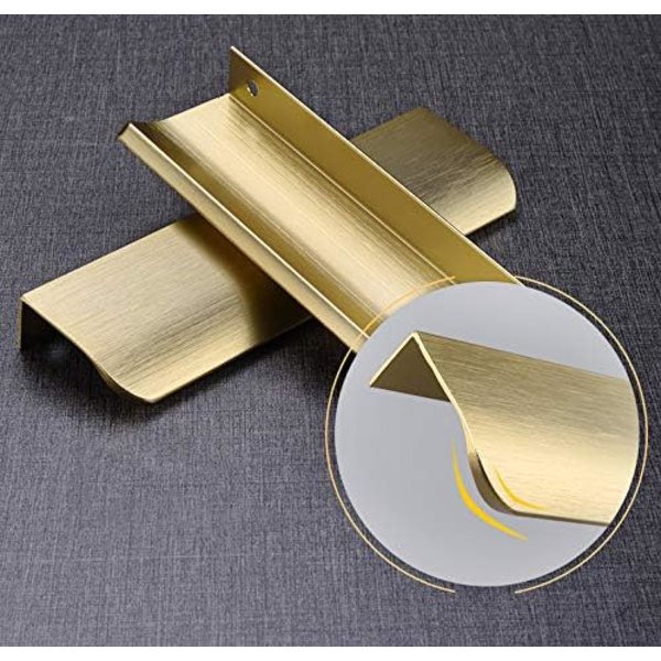 Set med 5 guld möbelhandtag Guld köksmöbler handtag -Gyllene profilhandtag Lådhandtag Borstad mässing aluminiumlegering Ce