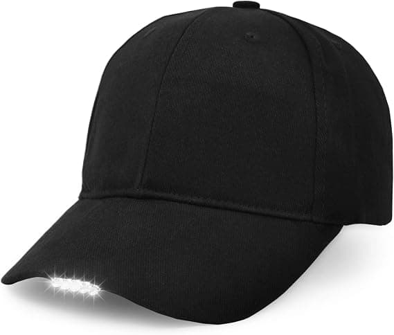Superlysende LED-baseballkasket (genopladelig model - sort), udendørs