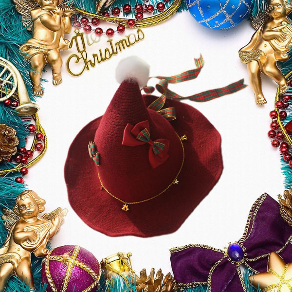 Kvinder piger strikket lolita hat Faux Pom Pom Blonde sløjfebånd Varm strikket hue bred skygge julefest dekoration