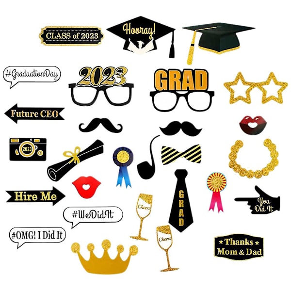 28 stk. 2023 Graduation Fotoboksrekvisitter Graduation Party Tilbehør Fotorekvisitter 16,6X10CM