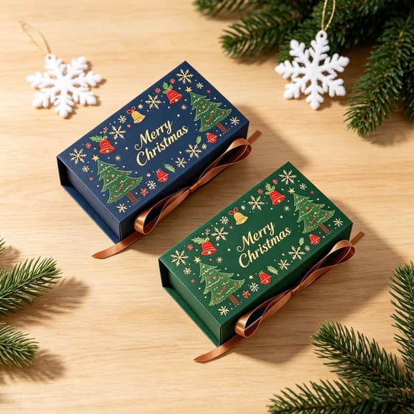3-pack \"God Jul\" presentaskar, tomma julklappsförpackningar 11,5 x 6,5 x 4,5 cm, festliga presentinslagningsaskar för presenter