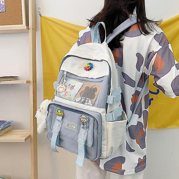 Stor Acity skolesekk for studenter, koreansk stil, kvinne (rosa)