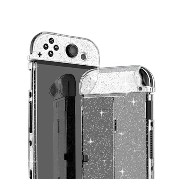 Beskyttelsesetui til Nintendo Switch OLED, Glitter Dockbart Etui PC-skal med Flip Shell Kompatibel med Switch OLED-konsol, Klar