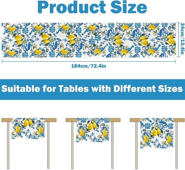 Lemon Table Runner Summer Table Decorations Table Runner Table Decoration Summer Table Runner Washable Table Runner for Kitchen Table Holiday Party De