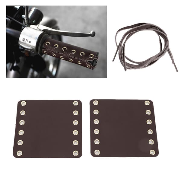 Motorcycle Leather Handlebar Grip Covers Motorcycle Modification Accessories (Brown)