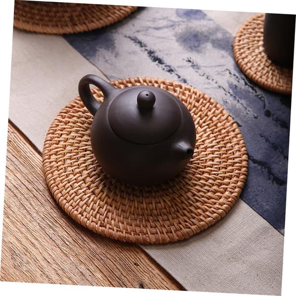 5 st Rattan Woven Coasters Set Handmade Retro Braided Table Mats