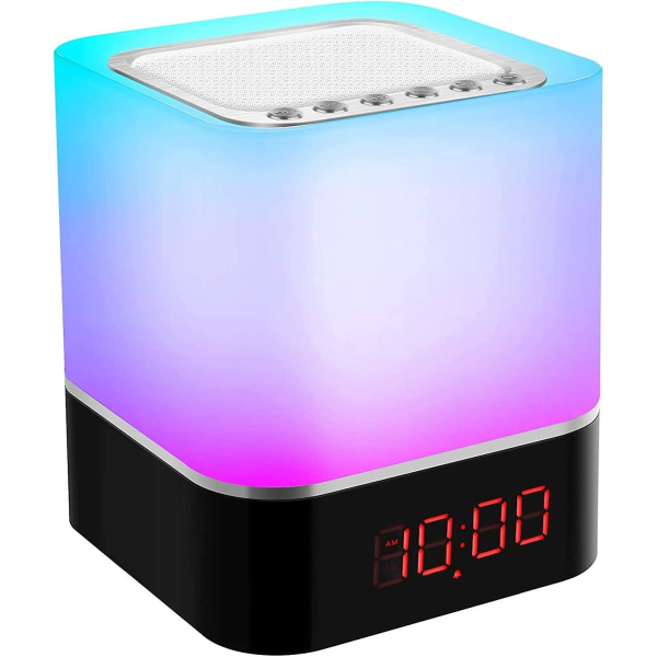 Laderbar vekkerklokke nattlampe, Bluetooth-høyttaler nattlys for barn, Bluetooth-høyttaler LED-lys for gave tenåringsjenter gutter