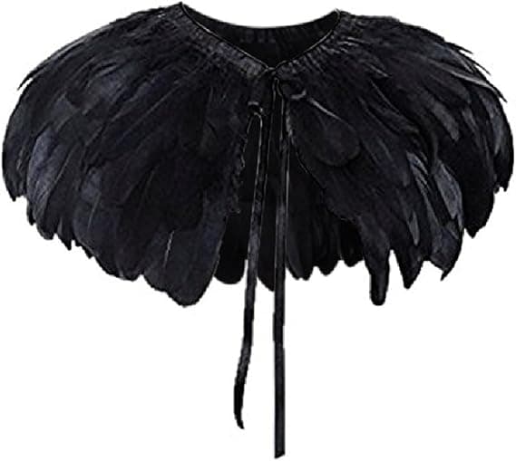 Women's Gothic Natural Feather Shawl Shrug Shoulder Jacket Halloween