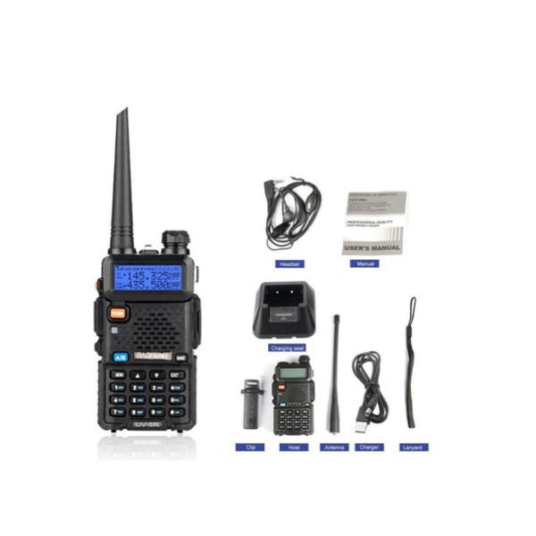 1,5\" LCD 5W 144~146MHz / 430~440MHz Dubbelbands Walkie Talkie med 1 LED-ficklampa Svart