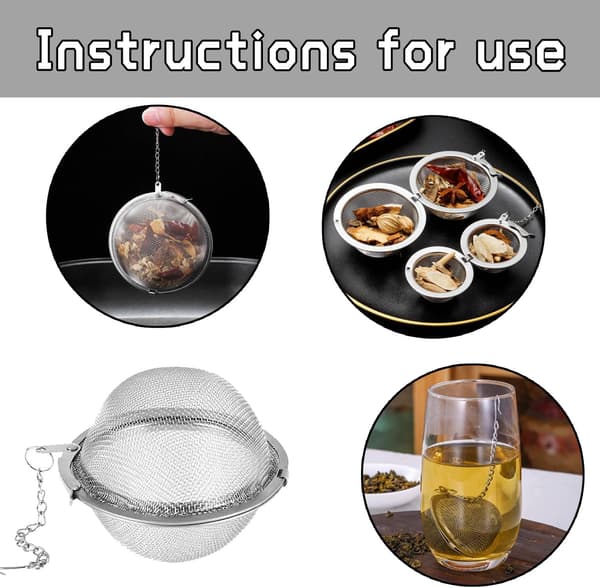 3 Stainless Steel Tea Balls with Mesh - Reusable Loose Leaf Tea Infuser with Chain Hook, Easy Cleaning, Durable Tea Strainer