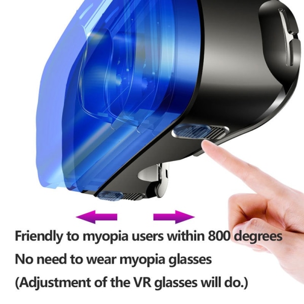 3D VR-briller Virtual Reality fuldskærms visuel vidvinkel VR-brilleboks til briller med Bluetooth-fjernbetjening (Black Pro)