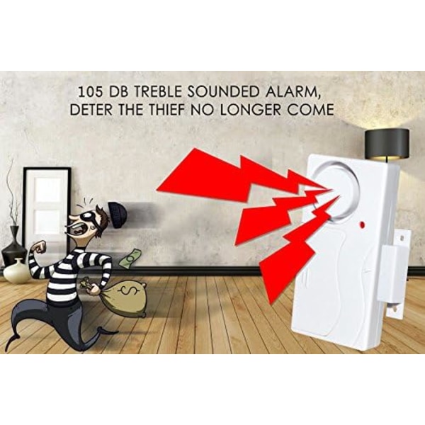 Dør- og vindusalarm - trådløs innbruddsalarm med fjernkontroll, enkel å installere, (inkluderer 2 alarmer og 1 fjernkontroll