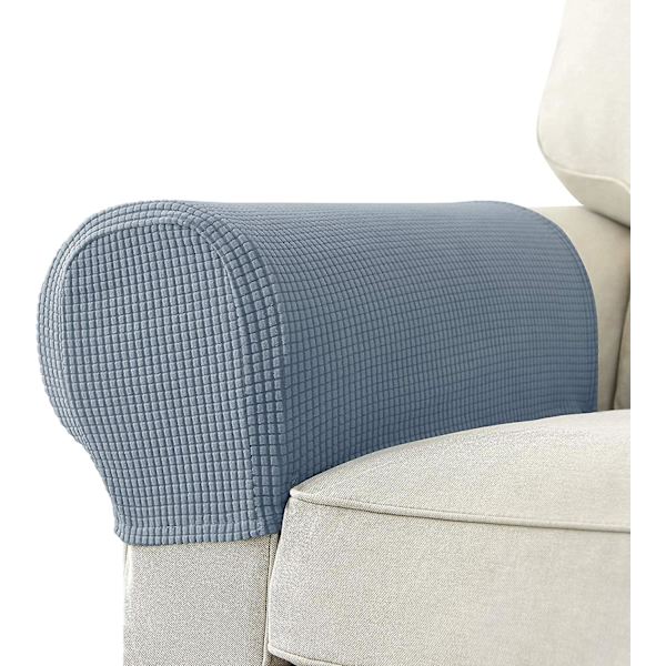 Set med 2 Jacquard Stretch Soffa Armstöd Armstödsskydd Halksäkra Möbelskydd Armstödsskydd för Soffa Recliner Skiffergrå Slate Gray