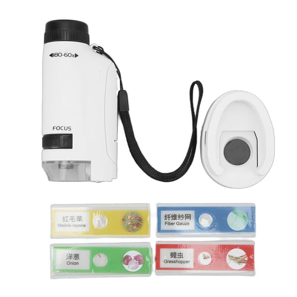 2211 Small Handheld Microscope with Round Handle 60X to 120X Mini Pocket Microscope with LED Light