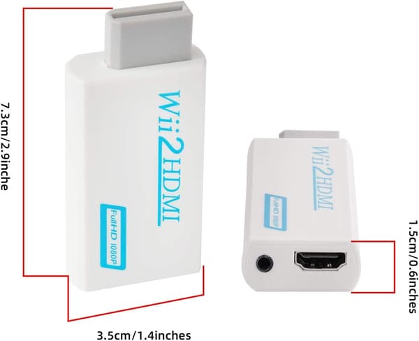1 stk hvit Wii til HDMI-omformer wii til hdmi-adapter wii2 til hdmi