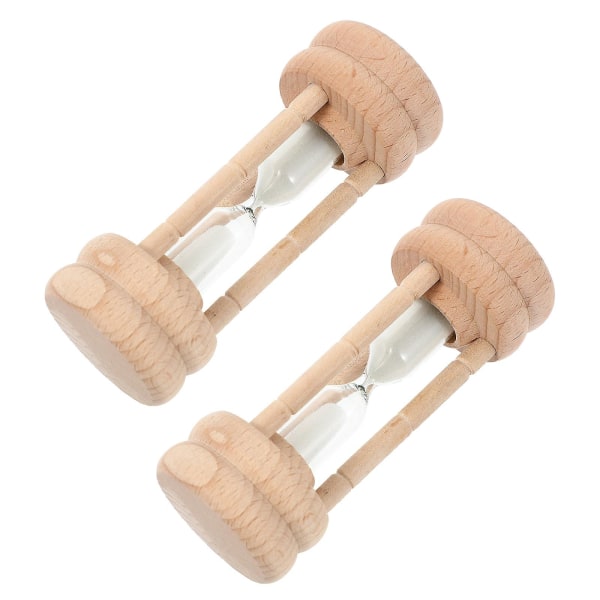 2 stk Tre Sandklokke Bambus Kunst Timer Pynt Utsøkt Soverom OrnamentTre10x3.5cm
