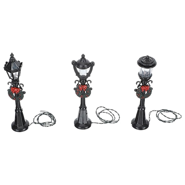 3 stk Mini Gatelys Modell Dukkehus Mikro Landskap Gatelys Dekorasjon Svart 12x2.3cm