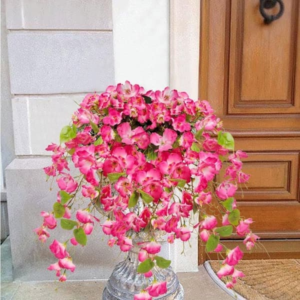 Artificial Hanging Flowers 2-Pack - Silk Hibiscus UV Resistant for Outdoor Use (BT)