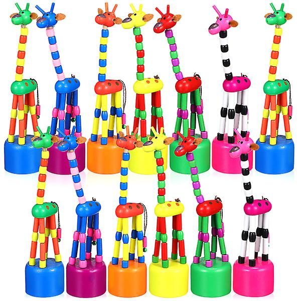 15 st Trä girafffigurer Böjbara giraffmodeller Fingerdockor Prydnader för pojkar, flickor