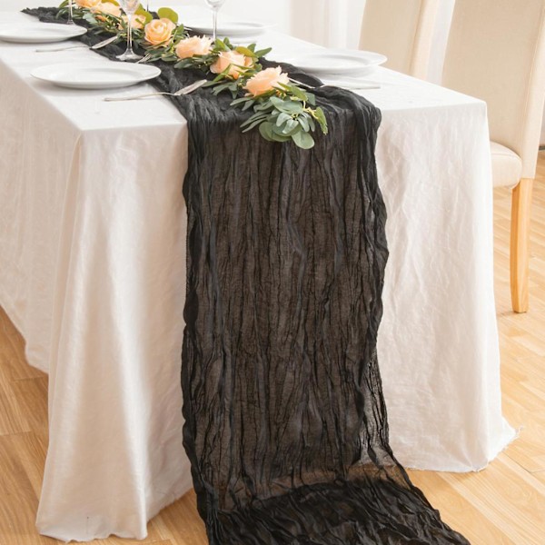 Bordløber i Cheesecloth Boho Gauze - 35x157 tommer Lang Romantisk Sheer Bord