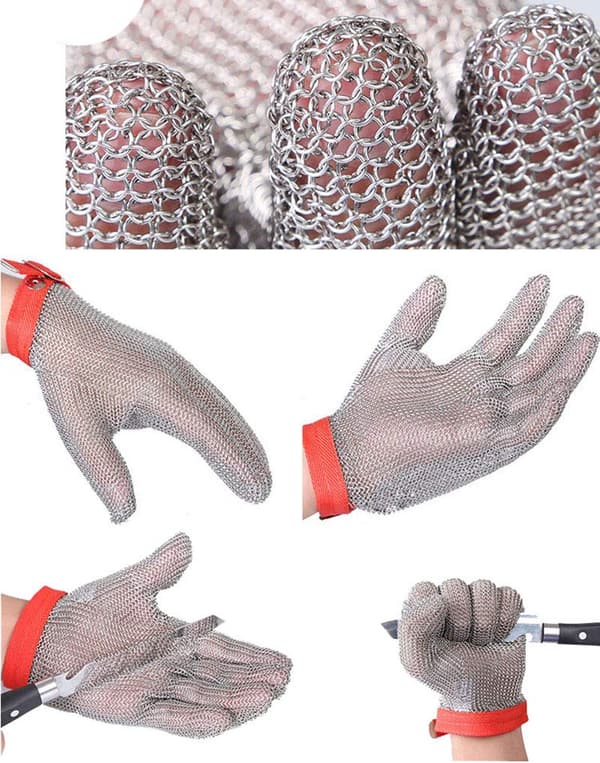 (25,5×25,5×25,5 cm) 1 Styck Blå Säkerhetshandske 304L Stål Mesh Handske för Kök, Ostronöppning, Köttskärning och Träsnideri