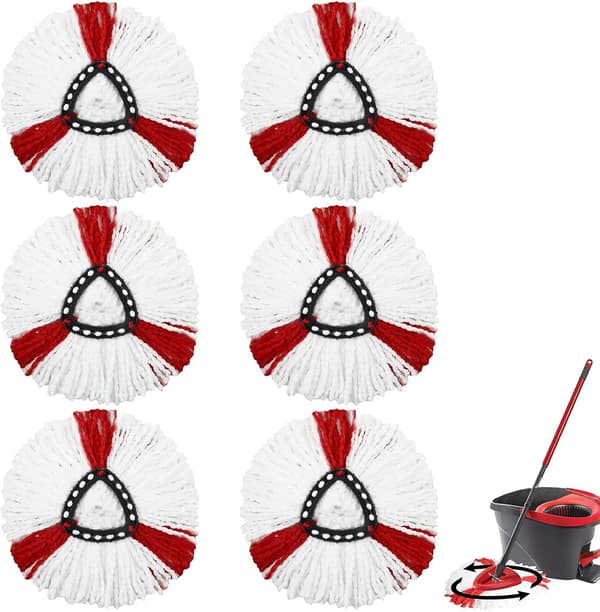 6-pak Moppehoveder, Erstatningshoveder til Vileda moppe, Kompatible med Vileda Turbo 2-i-1 moppe, Mikrofibermoppe