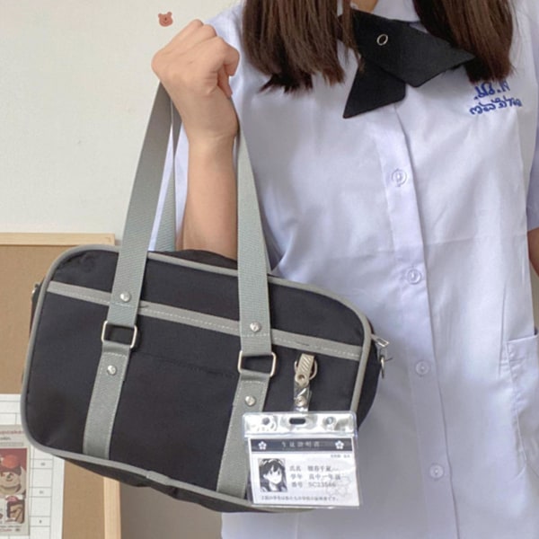 High School College Jk Uniform Väska Unisex Axelväska Messenger Bag Handväska Svart