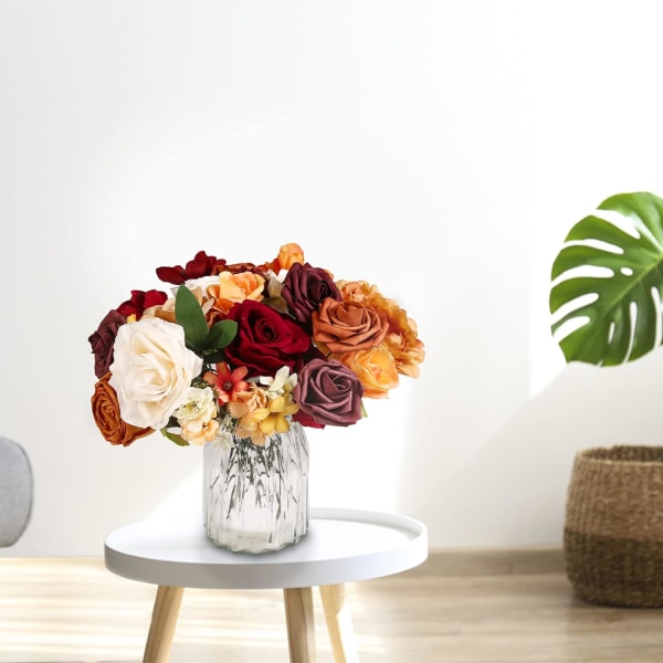 Kunstige Roser Blomster Farve Kunstige Silke Roser med Justerbare Stilke, Falsk Rose Dekoration til DIY Buketter Bryllups Midtpunkter
