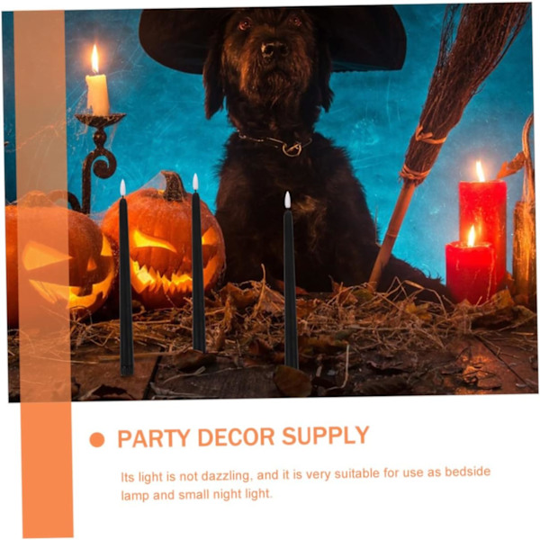6 elektroniske stearinlys, LED-lys, sorte lys, Halloween-lys, Halloween-flammeløse lys, voksbatterier, c