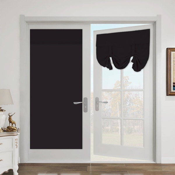 Dörrgardiner för dörrfönster, termiskt isolerade, integritetsskyddande sidoljusgardiner för ytterdörr, 26 x 68 tum Black 66x173