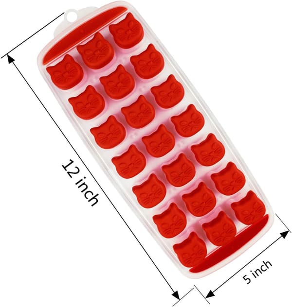 Cat Ice Tray, Red Silicone Mold, Easy Release Cocktail Ice Maker, BPA-Free, 2-Pack