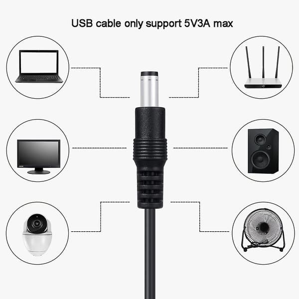 8-i-1 5V USB til DC 5.5x2.1mm stik opladerkabel til blæser spe