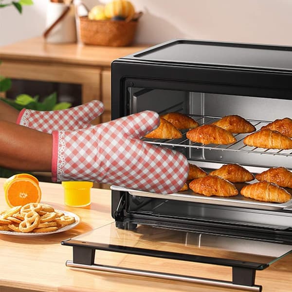 2-pakning bomullsovnhansker varmebestandige matlagingshansker for baking, matlaging, grilling, rosa
