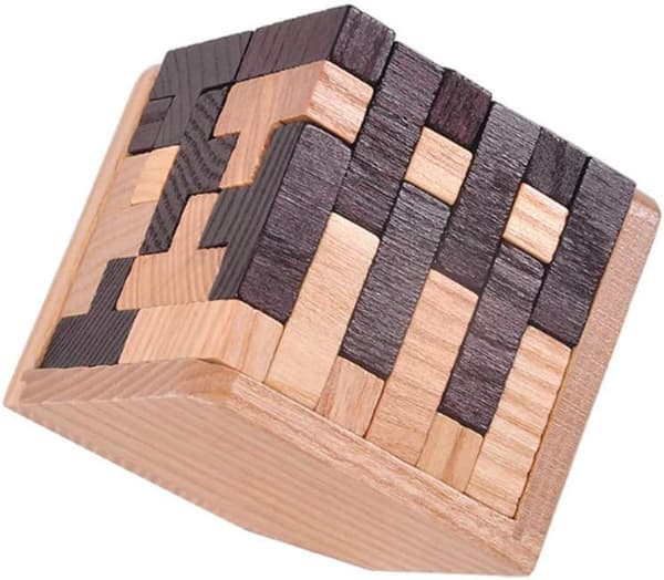 Gobus Wooden Speaker Magic Cube 54 Pieces T-Shape Building Blocks Puzzle Brain Teaser Puzzle