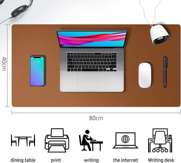 Desk pad, PU leather desk mat, mouse pad, non-slip desk protector
