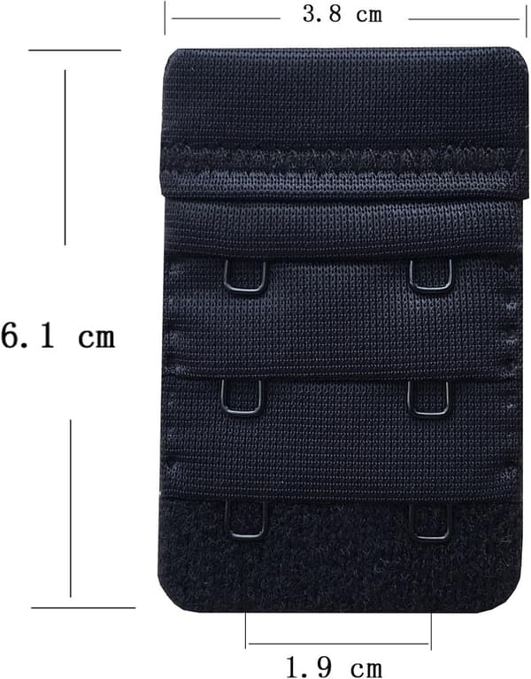 Black 3-pack Soft Comfortable Bra Extenders for Women, 2 Hooks, 6.1 cm x 3.8 cm