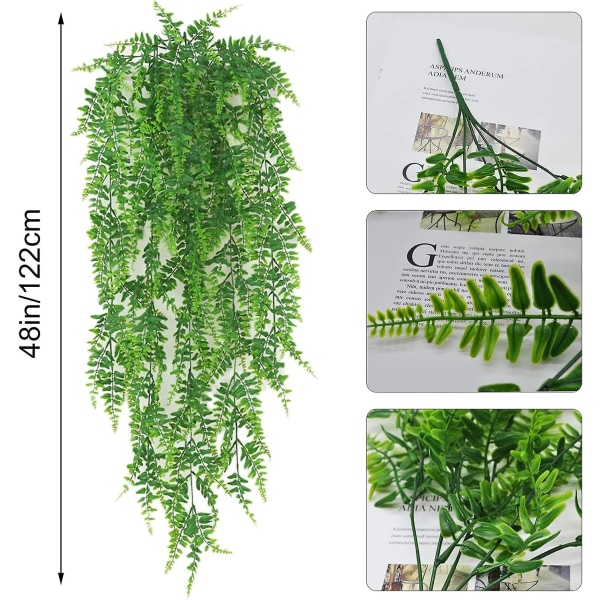 1.22m Kunstige Planter Hængende Hængende Planter Kunstig Bregne Grønne Blade Løvplanter Plastikplanter Persisk Klatreplanter Til Udendørs