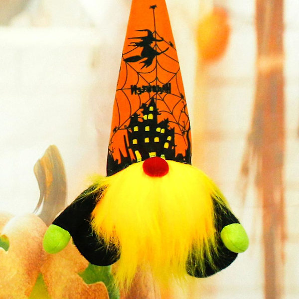 Halloween-tonttukoriste LED-valoilla, ripustettava tonttu, käsintehty ruotsalainen Tomte, skandinaavinen elfipuun koriste