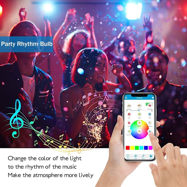 Smart Ljuslampa med Bluetooth-högtalare och Kontrollerbar RGB-multifärg Justerbar och Dimbar via Trådlös APP Musikhögtalarlampa