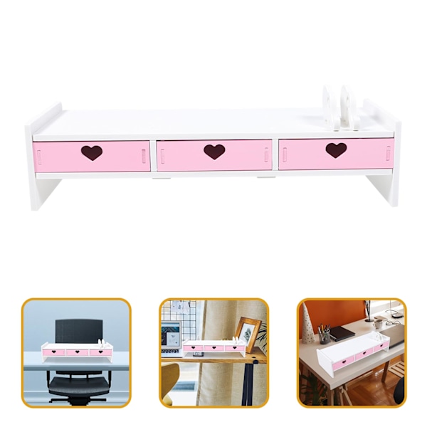 Rosa Skrivebord Bokhylle Organizer Display Stativ Design for Hjemmekontor Skrivebord, Stue, Soverom (50.5*18.5*12cm)