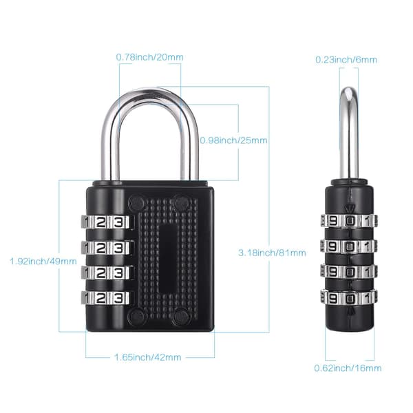 4-pack Combination Padlock, Heavy Duty Metal Padlock for Gym Locker, Code Lock, Waterproof Combination Lock (Black Red Silver Blue)