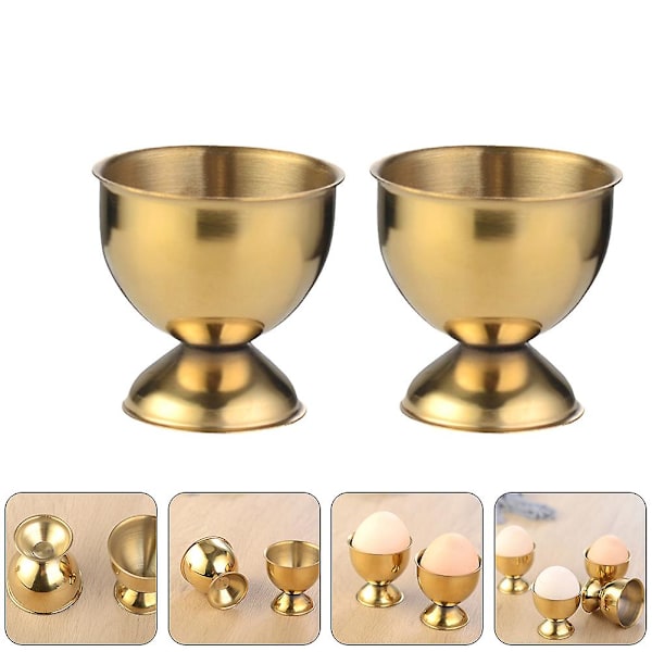 4 stk Eggbrett i Rustfritt Stål, Enkle og Allsidige Eggbeholdere (gull)Gull 4,7x4,7x4,7cm Golden 4.7x4.7x4.7cm