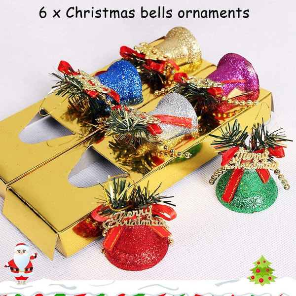 Julepynt, 6 stykker juletrepynt Små gyldne bjeller+12 stykker julekule, juletrepynt til juletredekorasjon