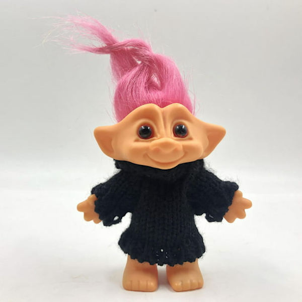 Söta Lyckliga Trolldockor Flerfärgat Hår med Kläder Actionfigurer Leksaker - Rosa Rosa Hår små trolldockor