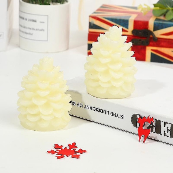 Furu-kongle Lys, Flammeløse Flimrende LED-telys, Julelys For Fest Hjem Decorwhite (2 stk)