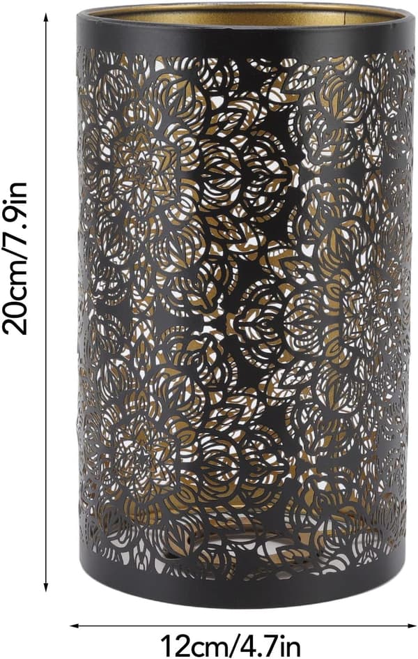 Metal Lampshade Perforated Engraved Metal Removable Cylindrical Round Pattern E27 E26 Decorative Bedside Lampshade Lampshades for Table Lamps