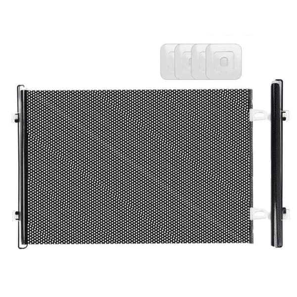 Rollable High Pet Gate with Double Hooks, No Drilling, Space-Saving Barrier up to 125 cm Wide, ABS+PVC 58 cm