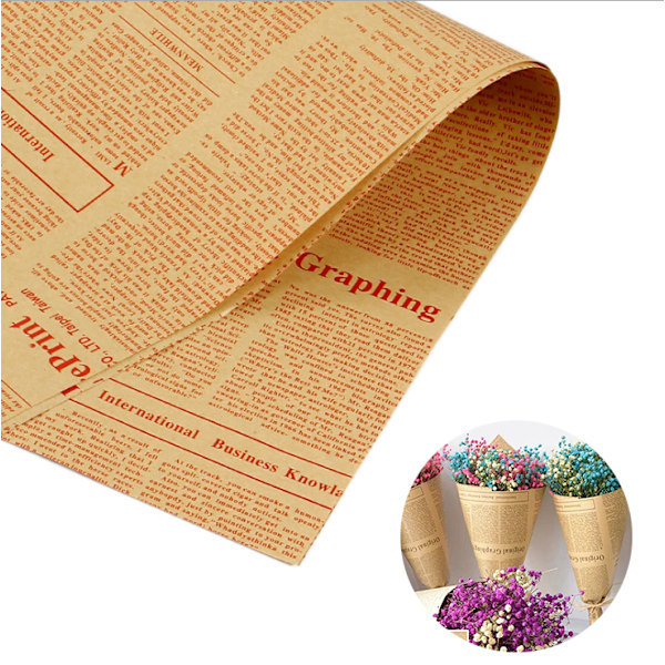 40 Ark Inslagningspapper, Blommiga Inslagningsmaterial, Presentpapper, Torkade Blommor Inslagningspapper, för Jul, Födelsedag, Barn Röd