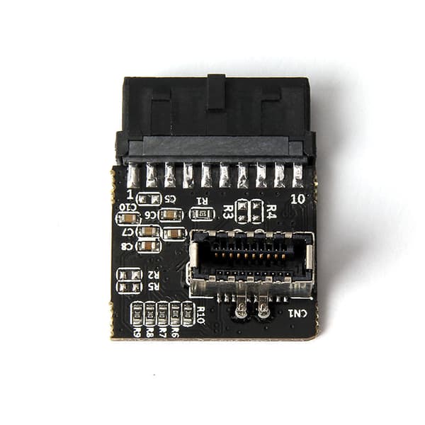 Emolevyn USB3.0 19P / 20P -tyyppi E 90 asteen etuliitin